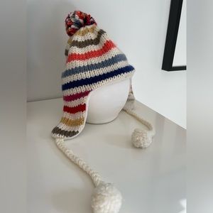 American Eagle Toboggan | Rainbow Striped with Pom